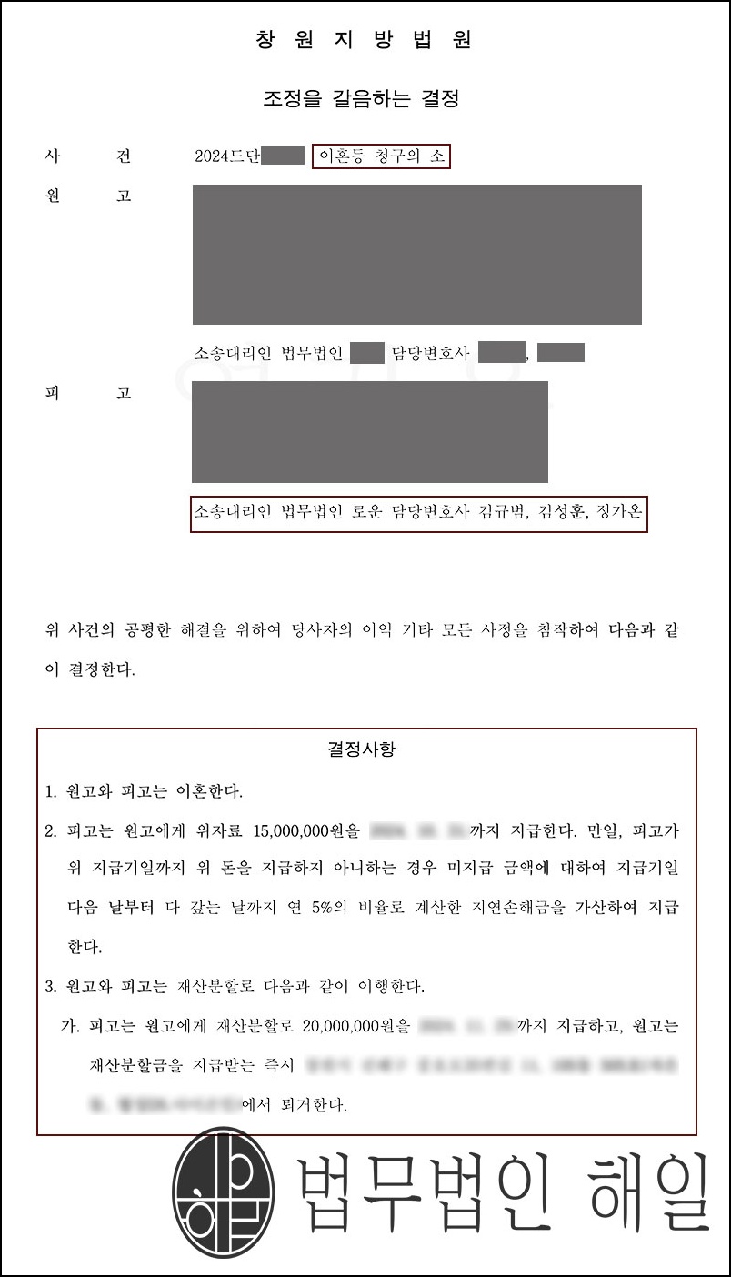 [판결문]부산이혼전문변호사 유책배우자 피고조력 조정을통한 거액방어에 성공.jpg