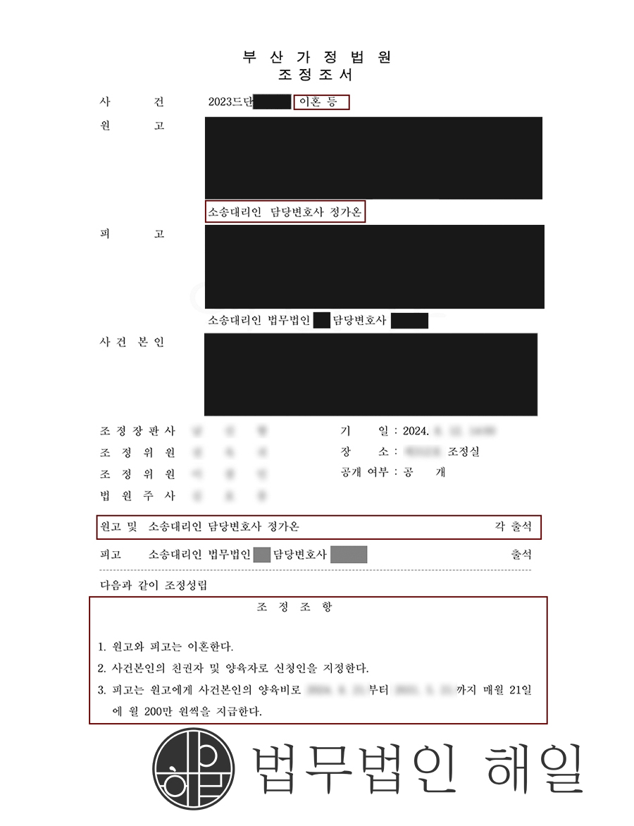 조정이혼 양육비 200만원.jpg