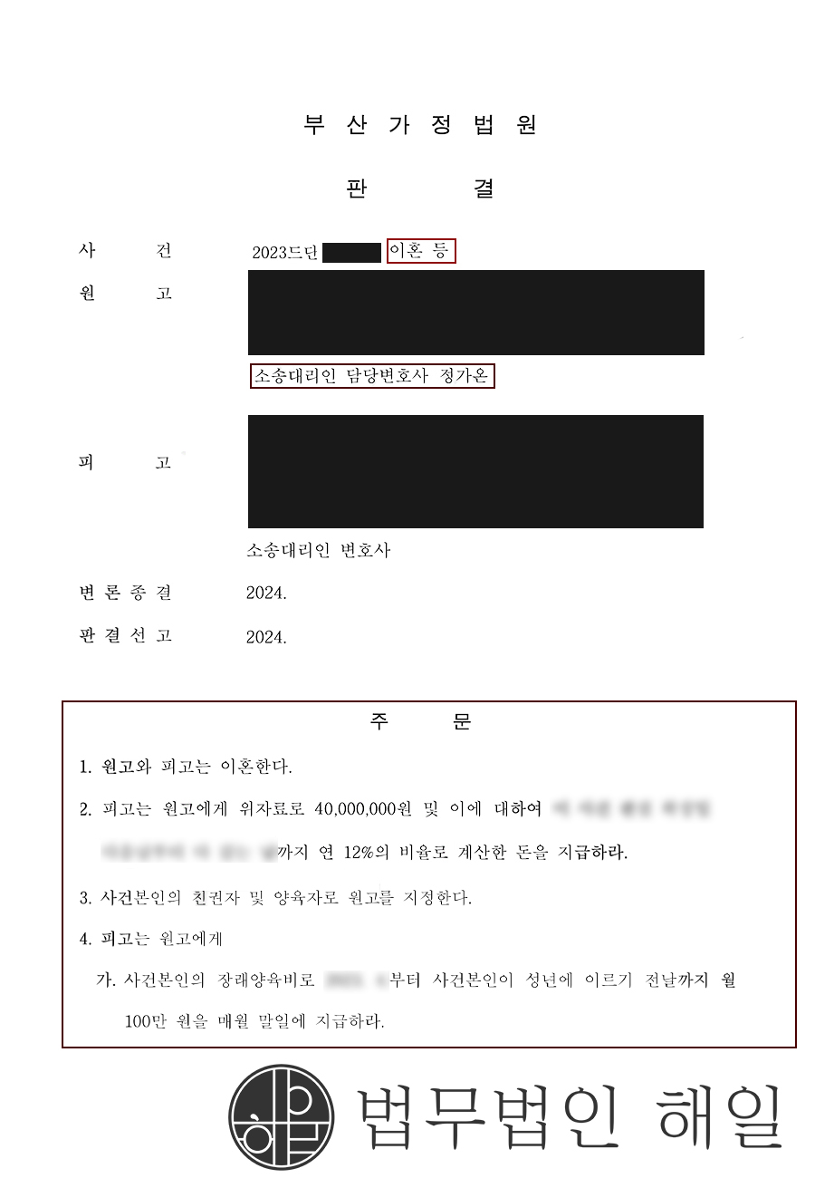 가정폭력 4천 위자료 100만원 월양육비.jpg
